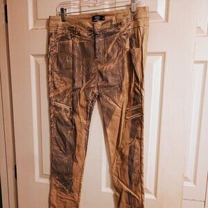 Nema Avenue Leather Gold/Blue Pants, 1XL, Hi Rise, Zip Up, New